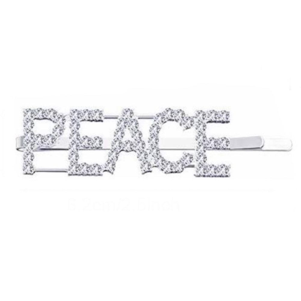 PEACE Rhinestone Bobby Pin Barrette Hair Clip
